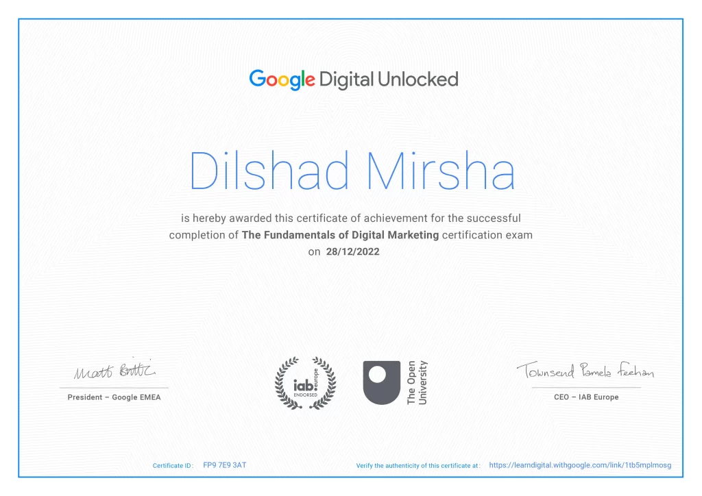 Digital Marketing Strategist in Calicut Fundamental of Digital Marketing Certificate